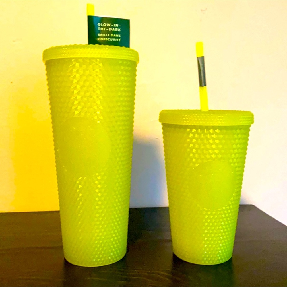 Starbucks lemon grass studded glow in
the dark tumbler cold cup. Brand New